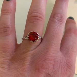 Garnet sterling silver ring